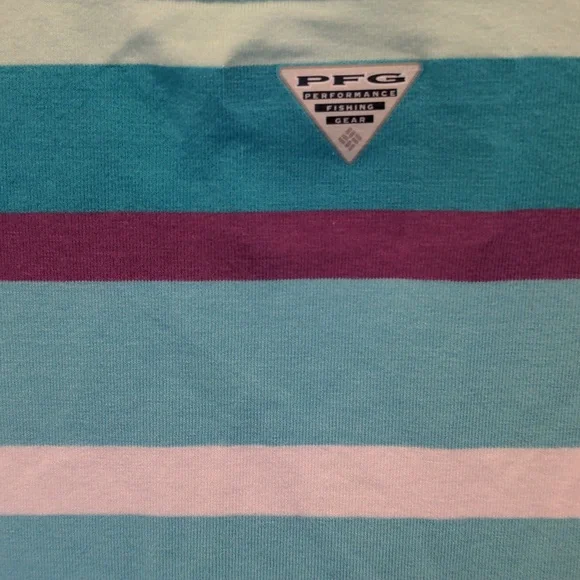 Columbia PFG Omni Wick Women's Size XL Striped Short Sleeve Popover Top - Picture 8 of 13